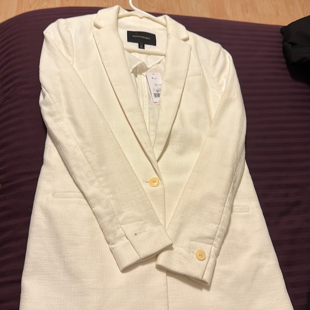Banana Republic White Suit Jacket Size 0P NWT